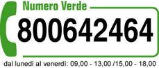 Numero Verde 800 642464 (Luned�-Venerd�, 9:00-13:30 e 15:00-17:30)