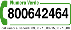 Numero Verde 800 642464 (Luned-Venerd, 9:00-13:30 e 15:00-17:30)